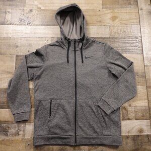Nike Therma-Fit Full Zip Hoodie Men’s Large Gray Fleece-Lined Training Jacket